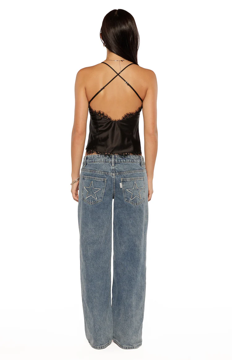 Kai Black Lace Trim Cami Top - Image 5