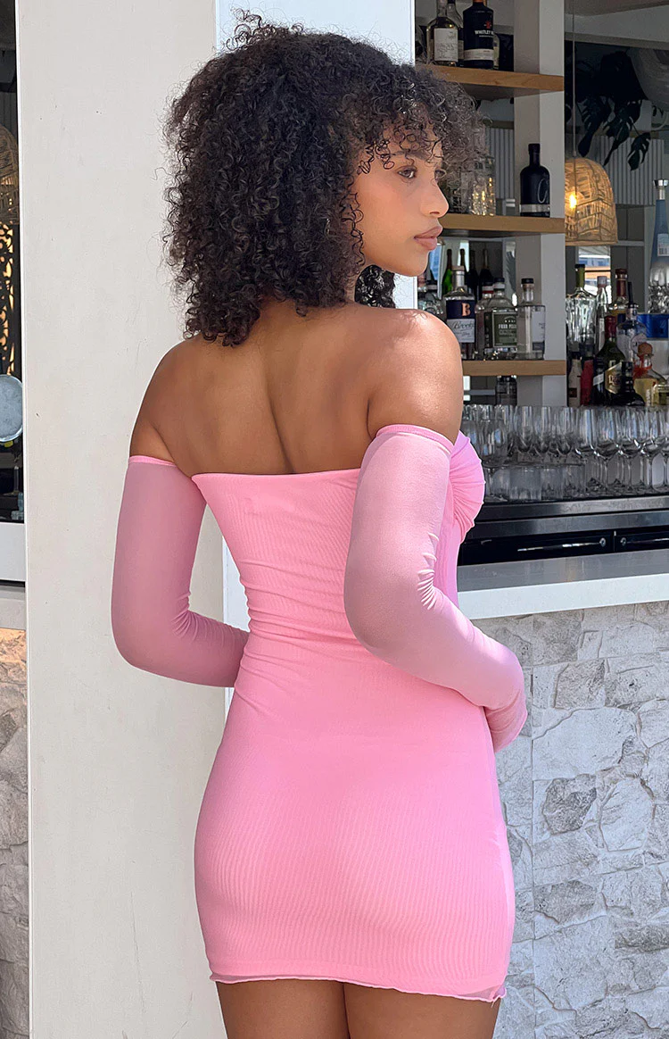 Kaliana Pink Off The Shoulder Mini Dress - Image 10