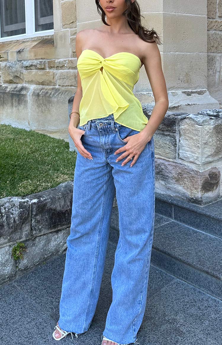 Kansis Blue Uneven Waist Jeans - Image 16