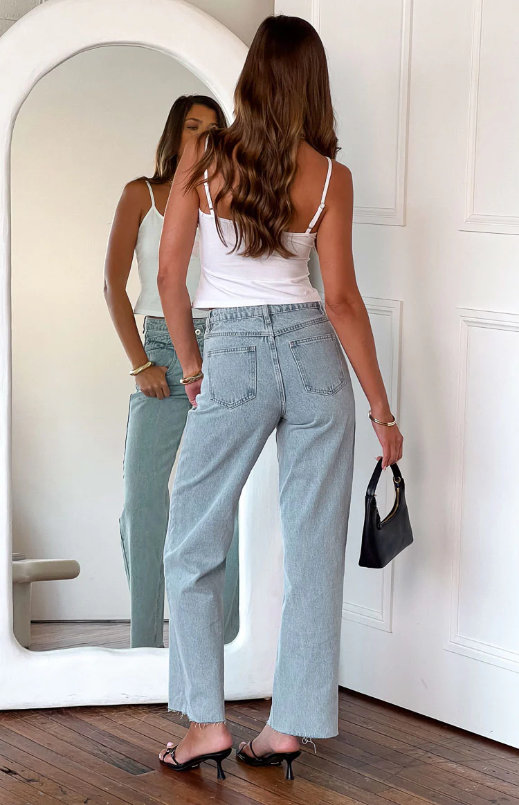 Kansis Light Blue Uneven Waist Jeans - Image 18