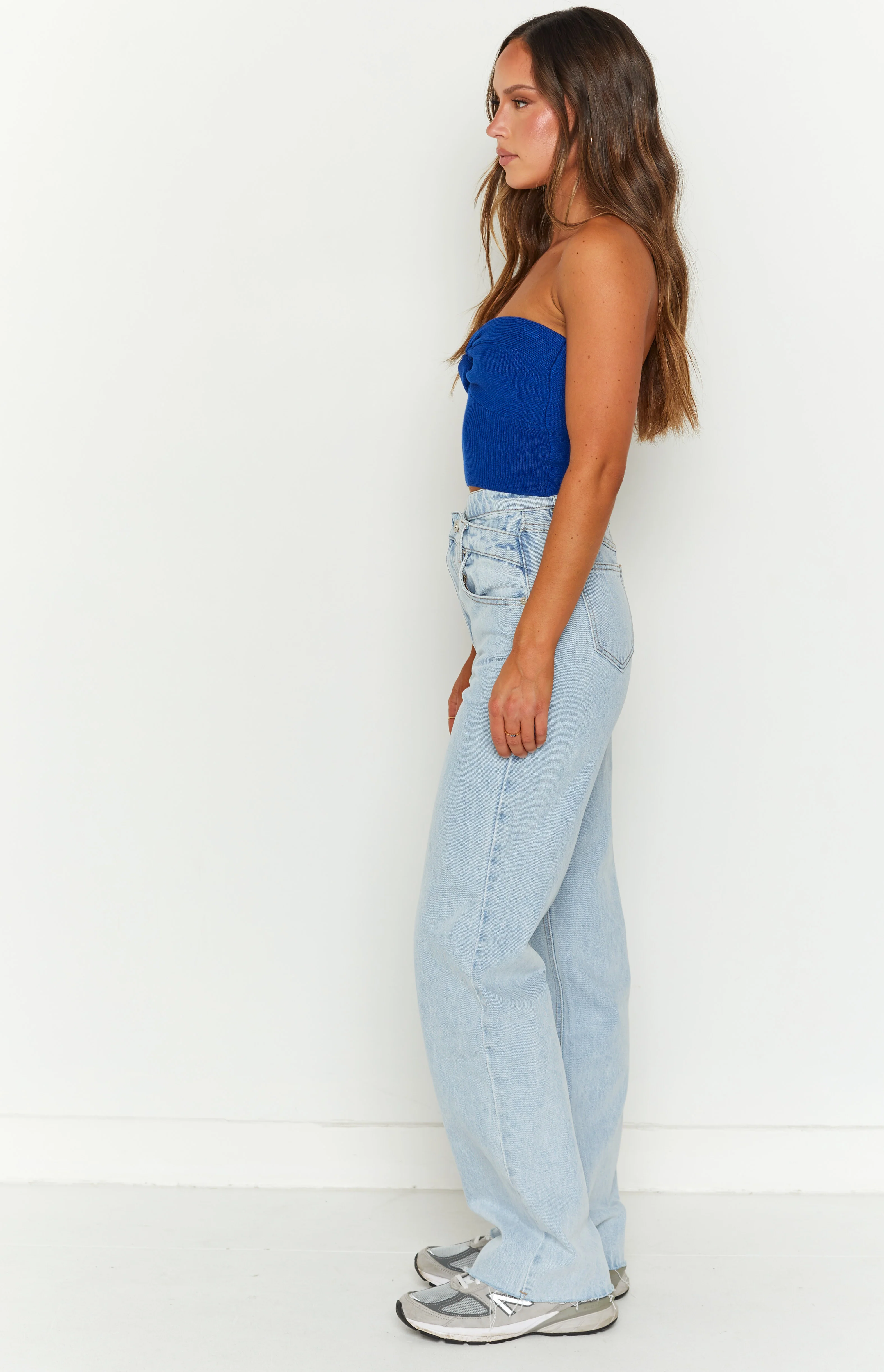 Kansis Light Blue Uneven Waist Jeans - Image 4
