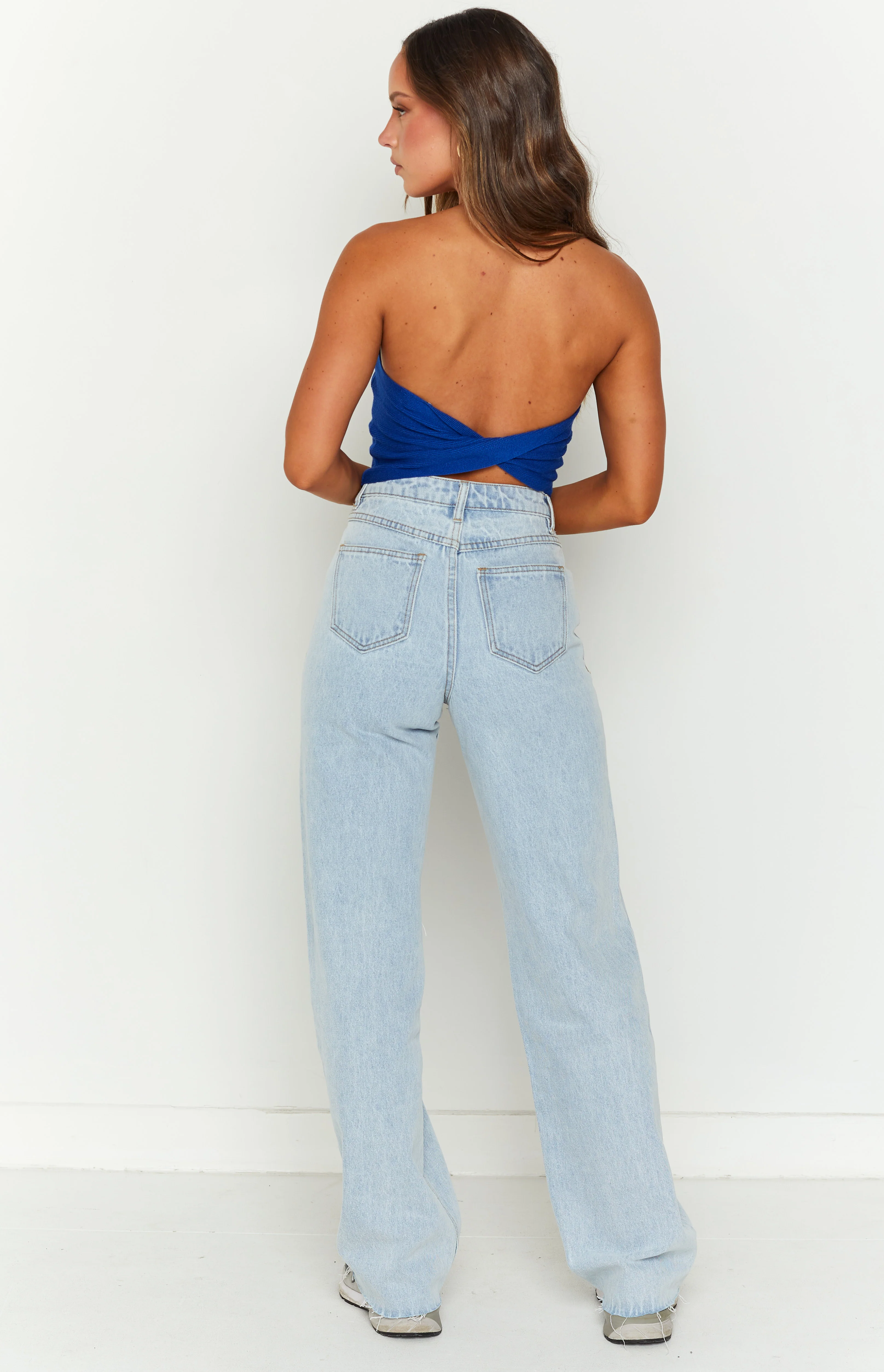 Kansis Light Blue Uneven Waist Jeans - Image 5