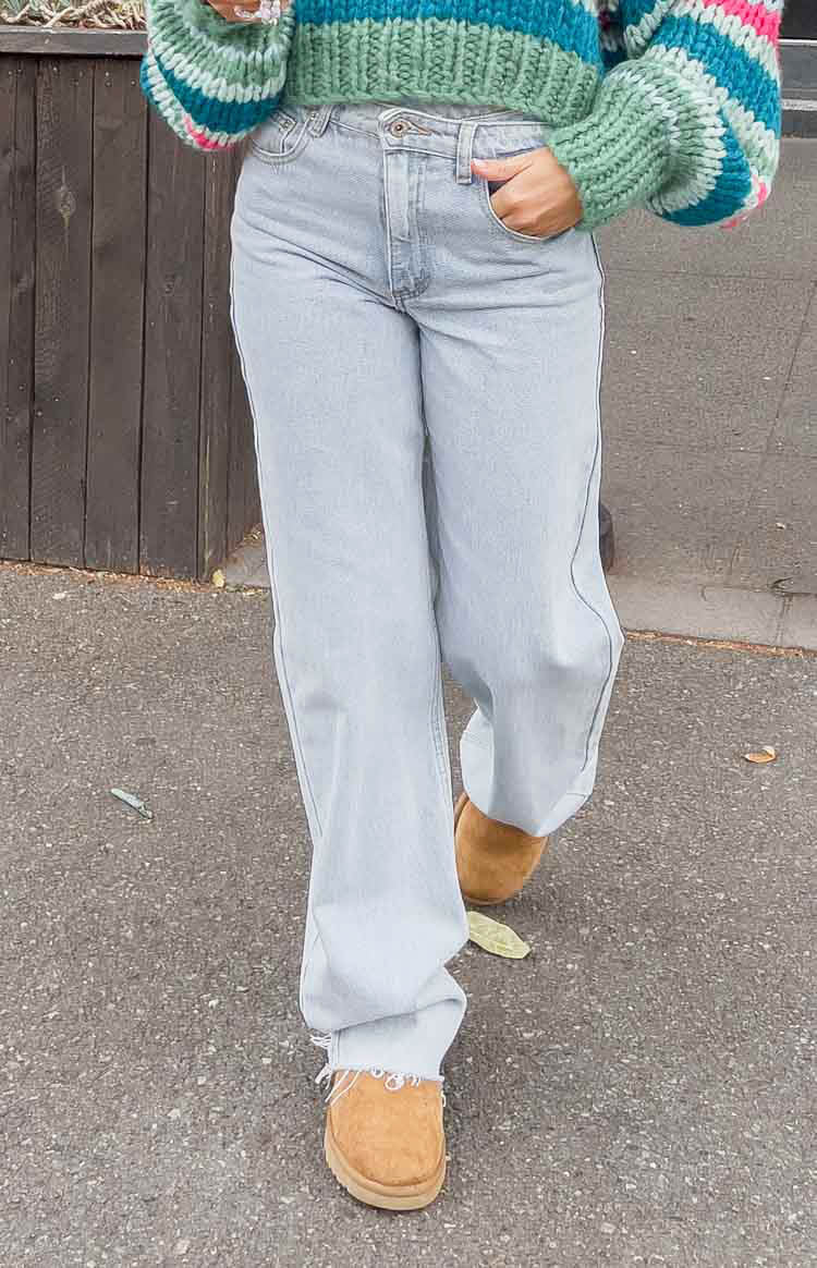Kansis Light Blue Uneven Waist Jeans - Image 9