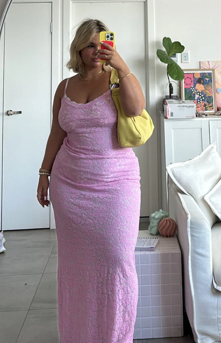 Kata Pink Lace Maxi Dress - Image 8