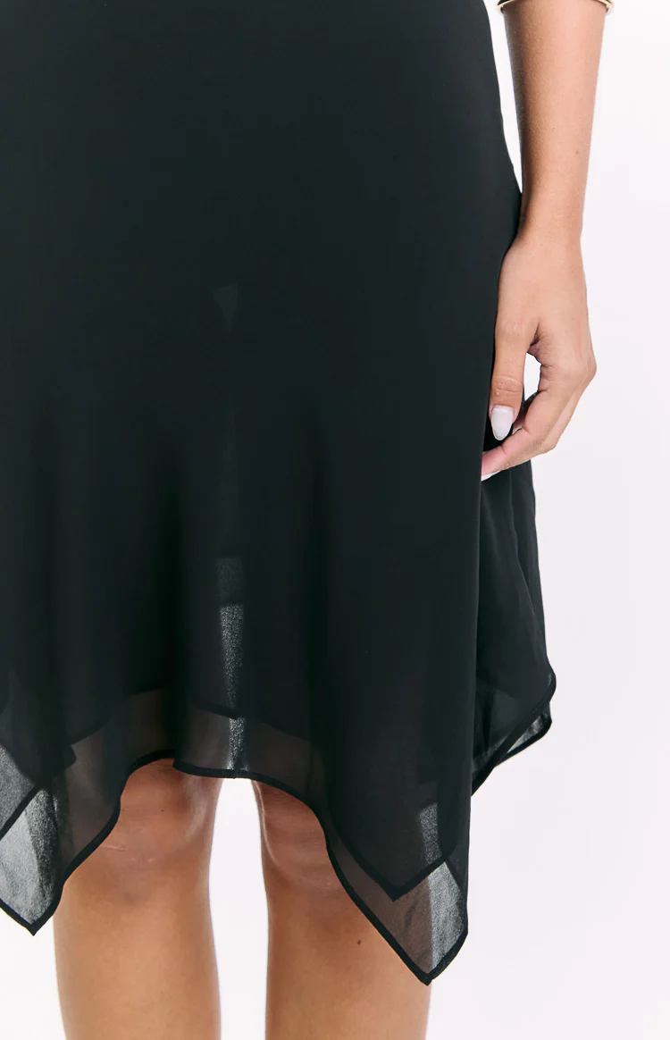Kaye Black Hanky Hem Midi Skirt - Image 6