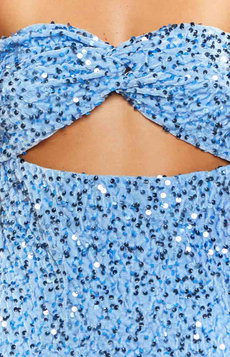 Kendra Blue Sequin Strapless Mini Dress - Image 6