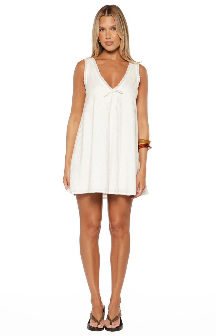 Kennie White Lace Trim Cotton Mini Dress - Image 3