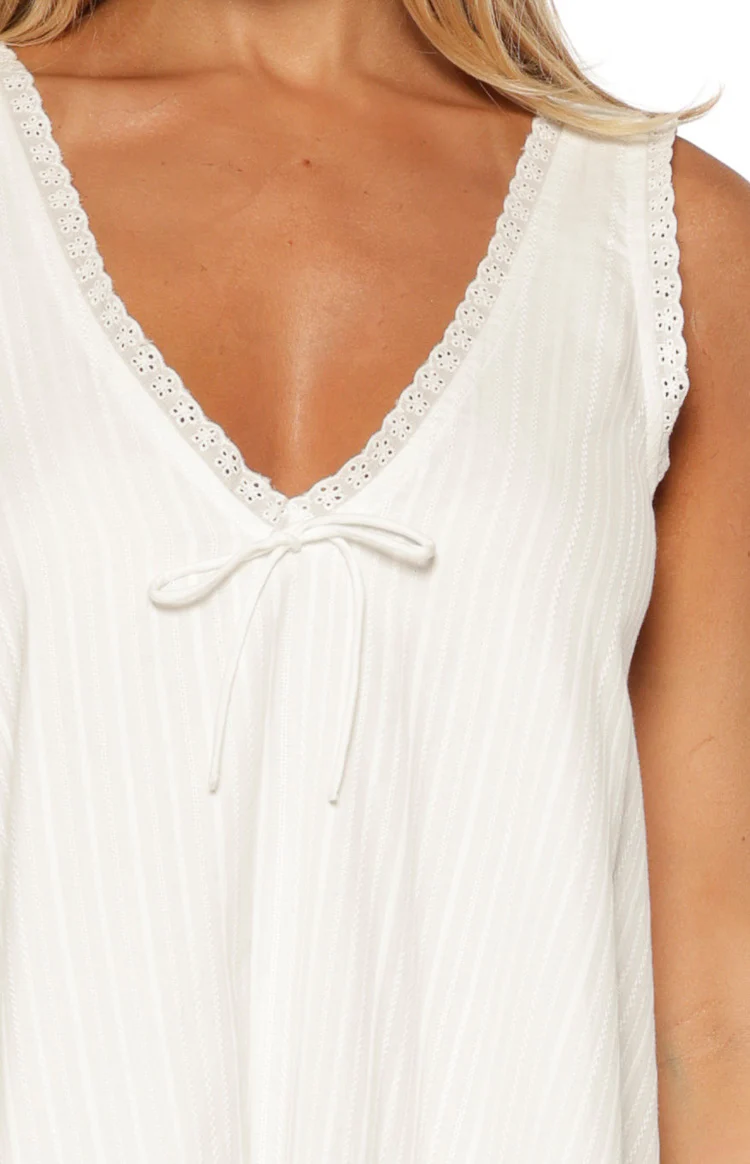 Kennie White Lace Trim Cotton Mini Dress - Image 6