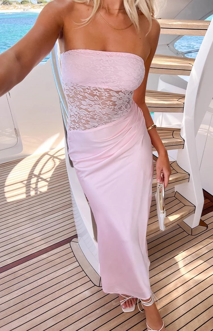 Kevin Pink Lace Maxi Dress - Image 8