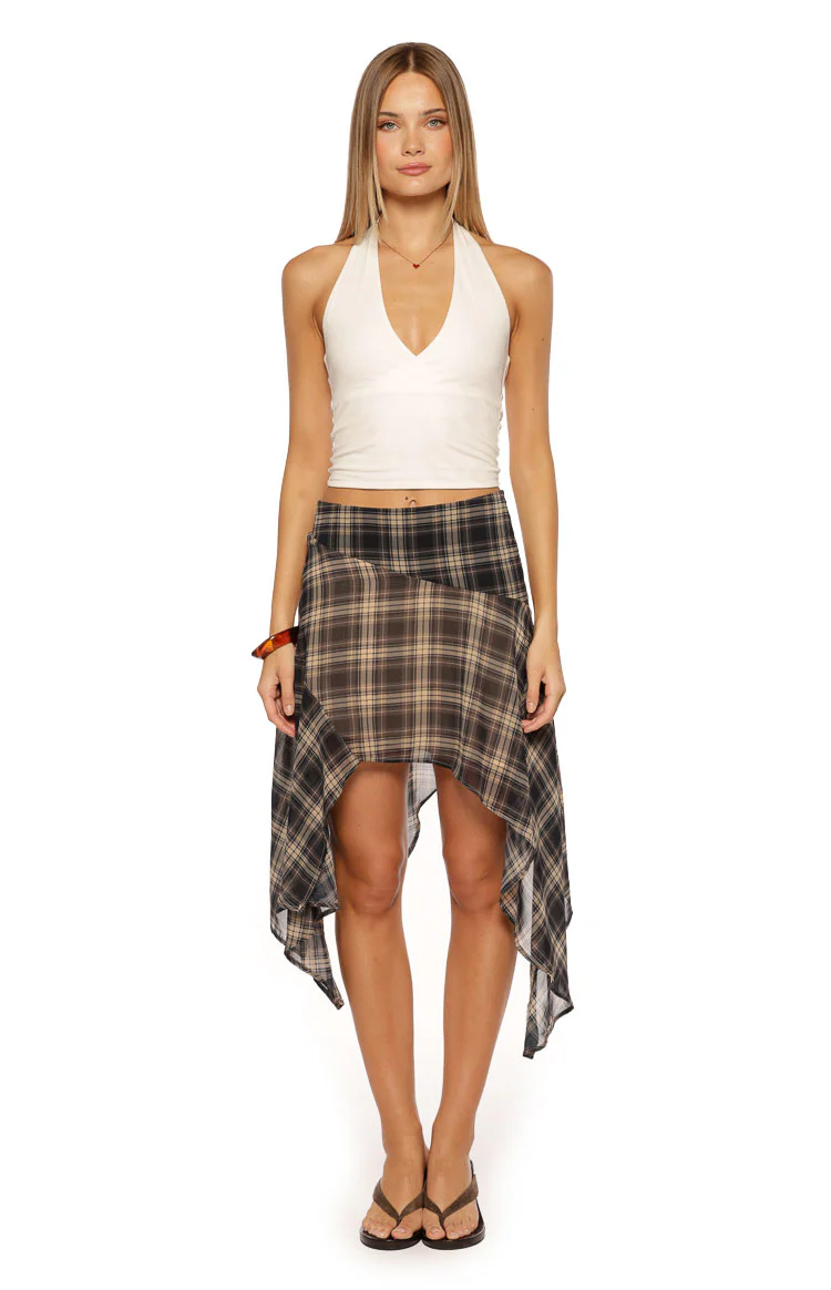 Khalea Blue Plaid Hanky Hem Midi Skirt - Image 7