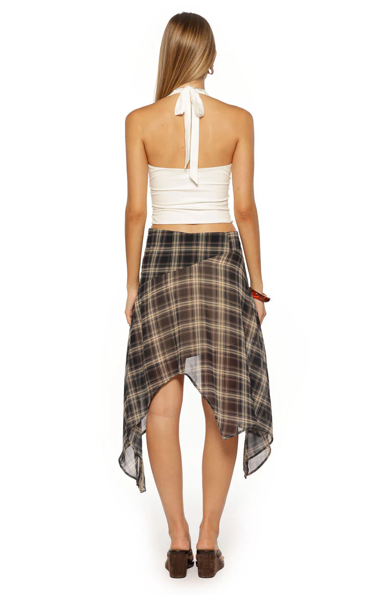 Khalea Blue Plaid Hanky Hem Midi Skirt - Image 9