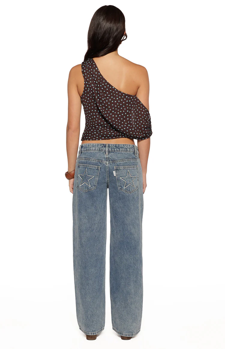 Khamie Brown Polka Dot Off Shoulder Top - Image 5
