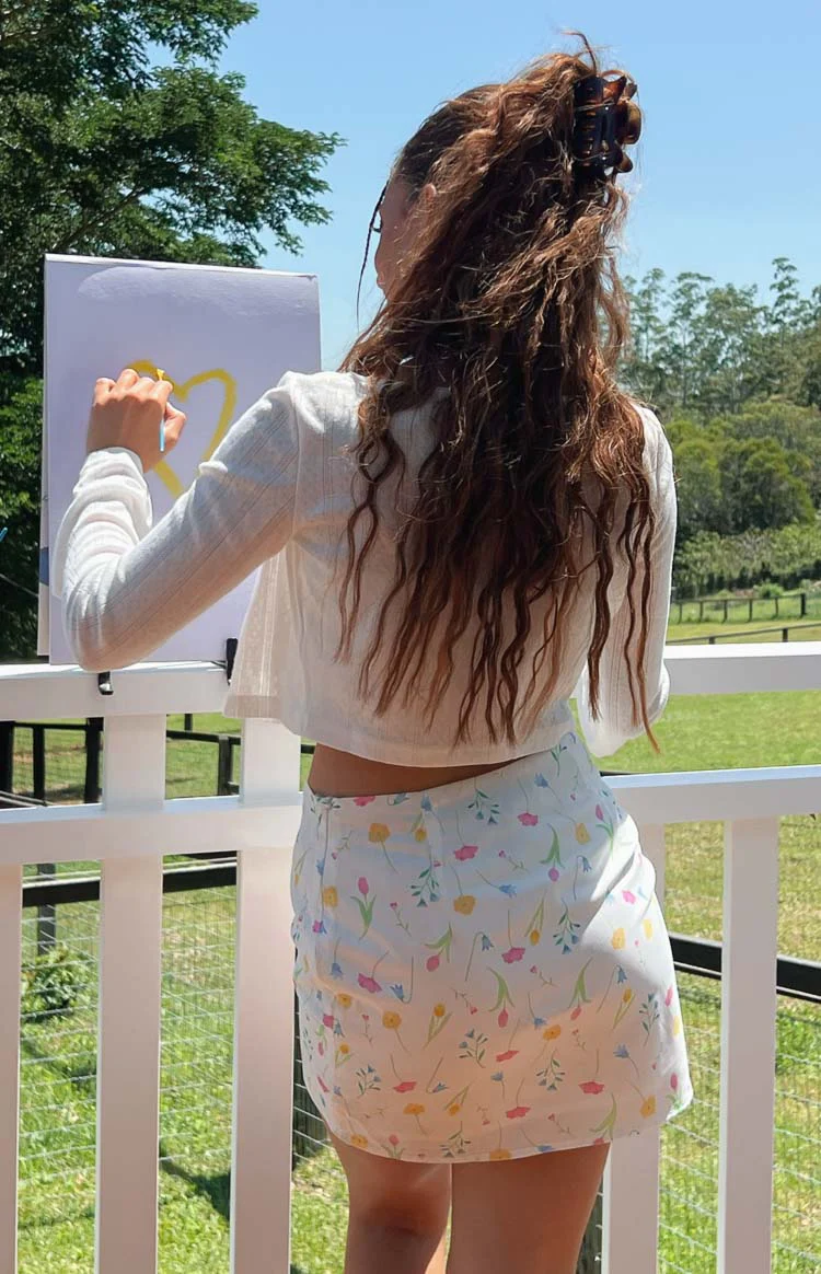 Kierra White Floral Mini Skirt - Image 9