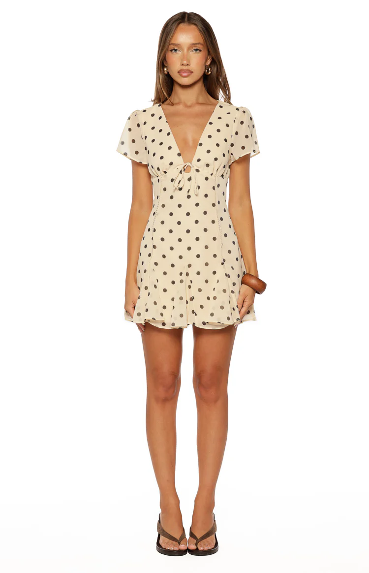 Koda Cream Polka Dot Mini Dress - Image 5