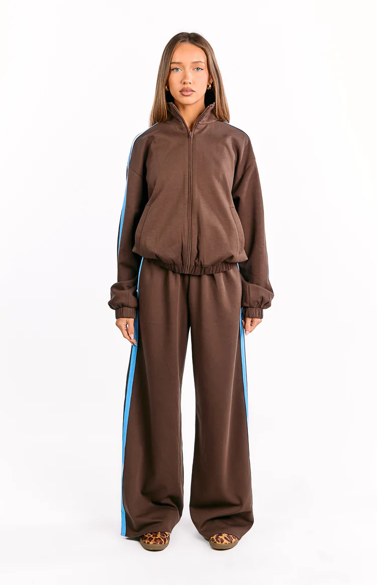 Kosie Chocolate And Blue Stripe Track Pants - Image 4