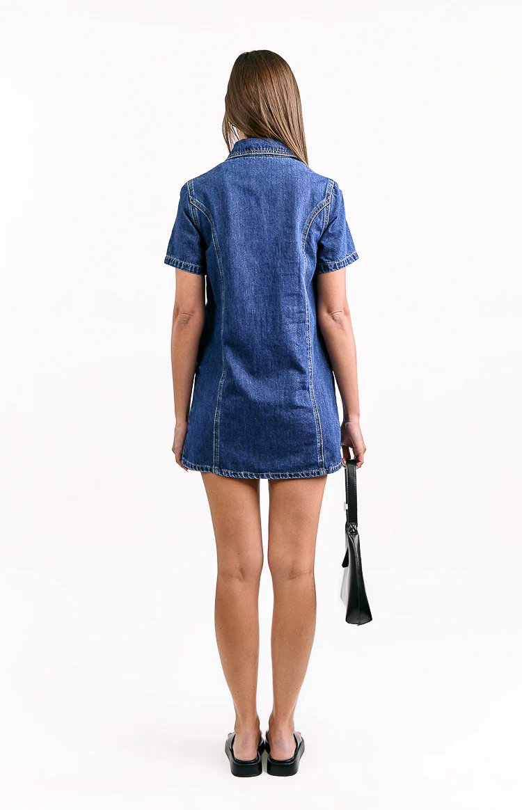 Lachie Dark Wash Denim Mini Dress - Image 5