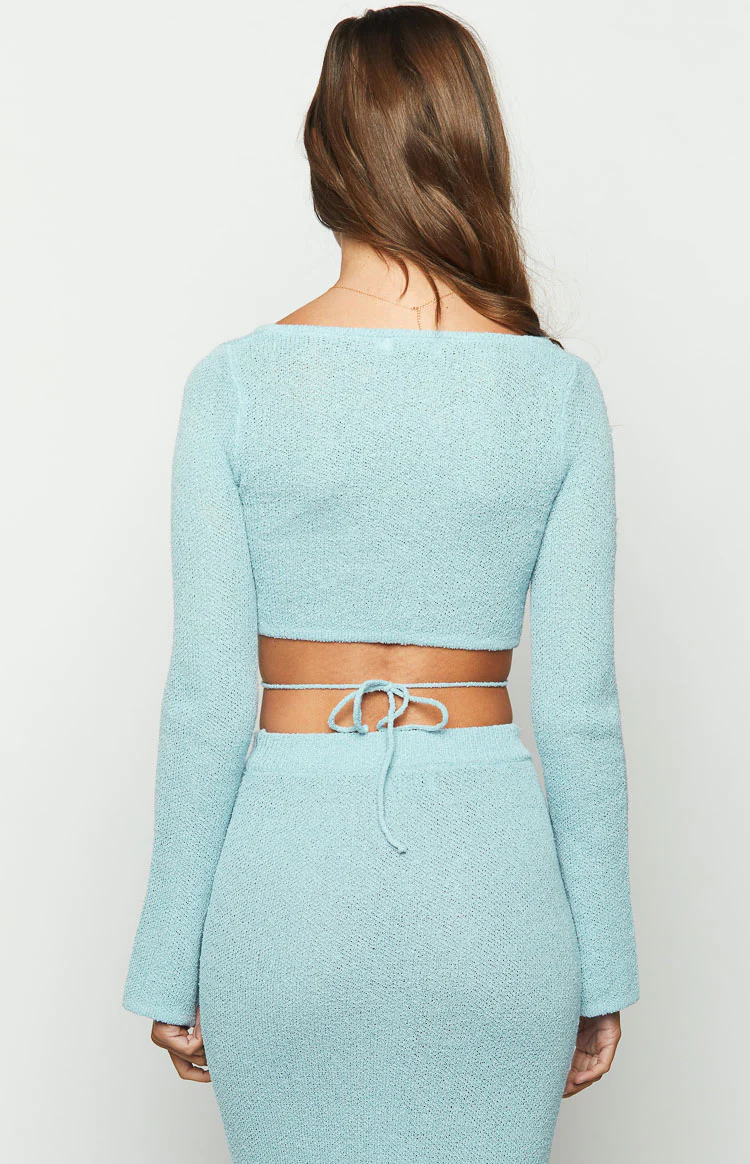 Laila Blue Long Sleeve Knit Top - Image 4