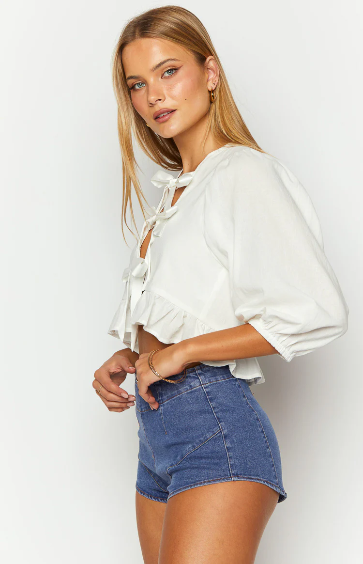 Leisha Dark Denim Micro Shorts - Image 2