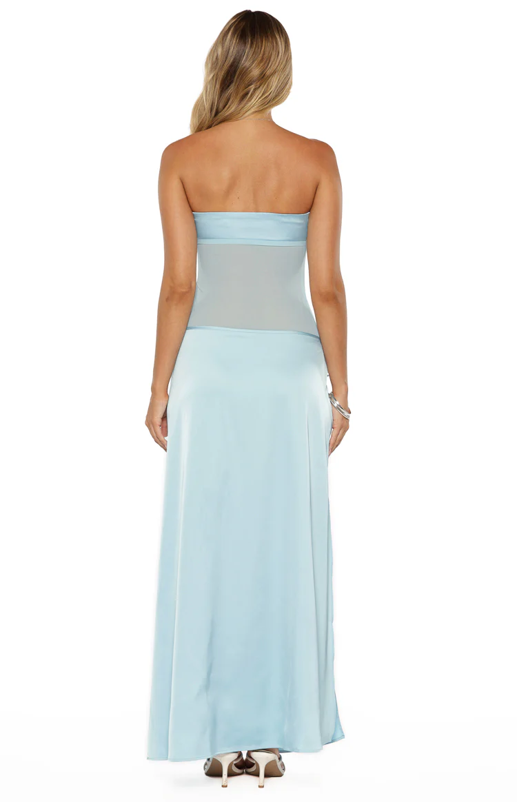 Lidia Blue Wrap Front Maxi Dress - Image 4