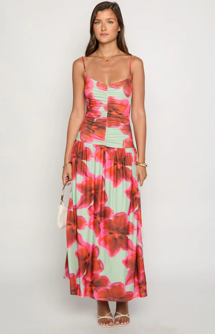 Lilliana Green Floral Print Maxi Dress - Image 2