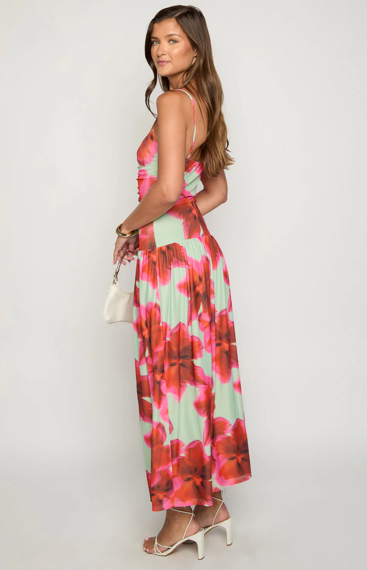 Lilliana Green Floral Print Maxi Dress - Image 5