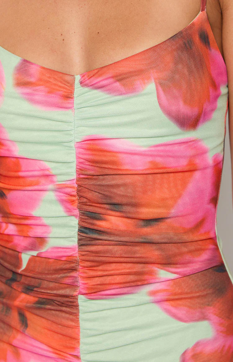 Lilliana Green Floral Print Maxi Dress - Image 6