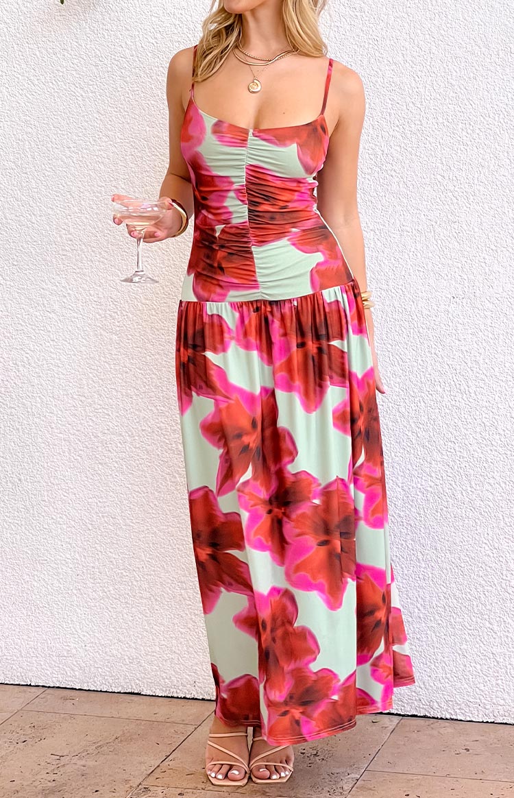 Lilliana Green Floral Print Maxi Dress - Image 7
