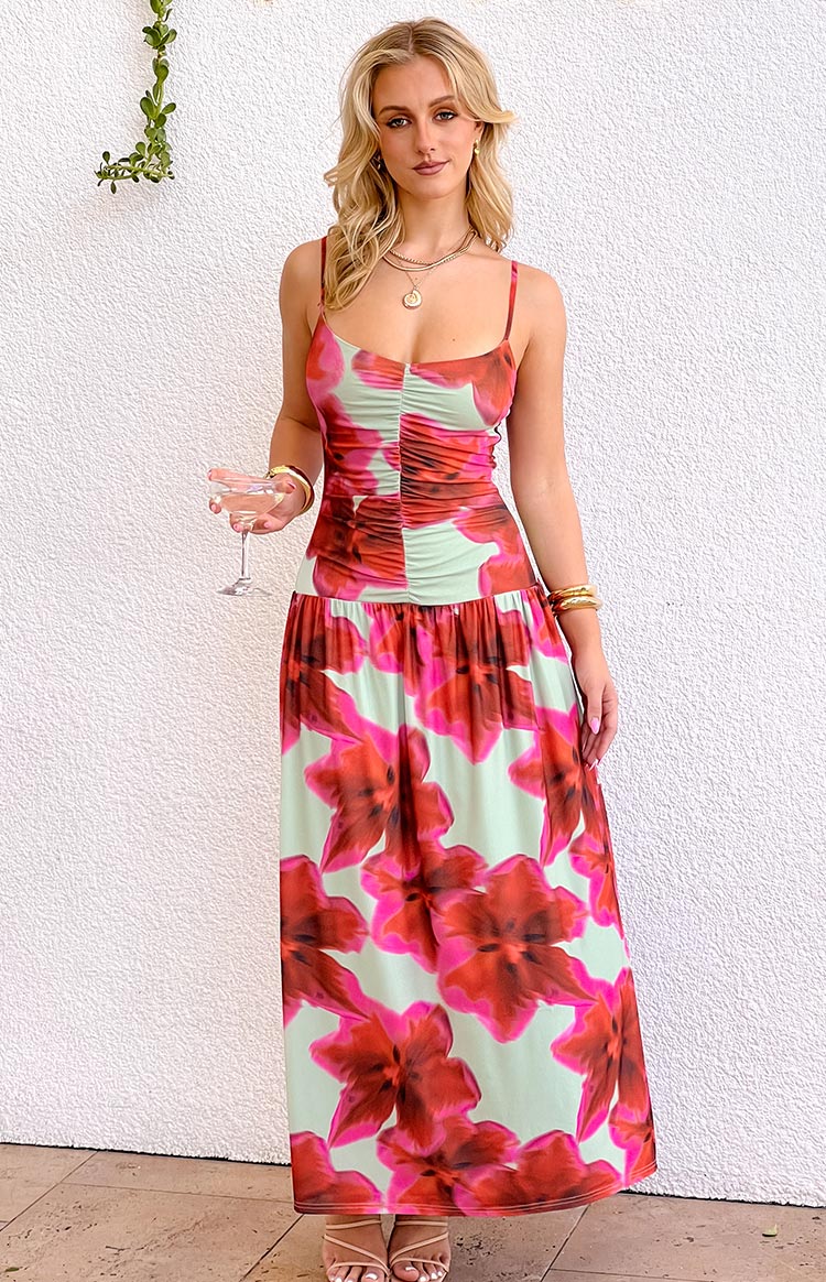 Lilliana Green Floral Print Maxi Dress - Image 8