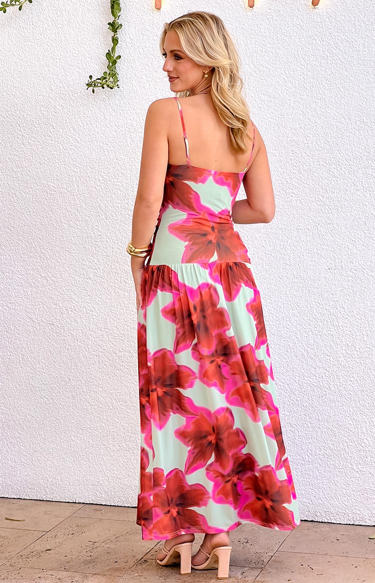 Lilliana Green Floral Print Maxi Dress - Image 9