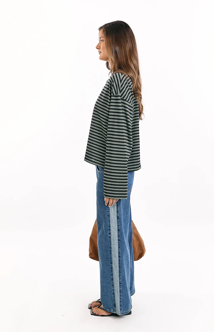 Lioness Bloom Forest Stripe Long Sleeve Top - Image 4