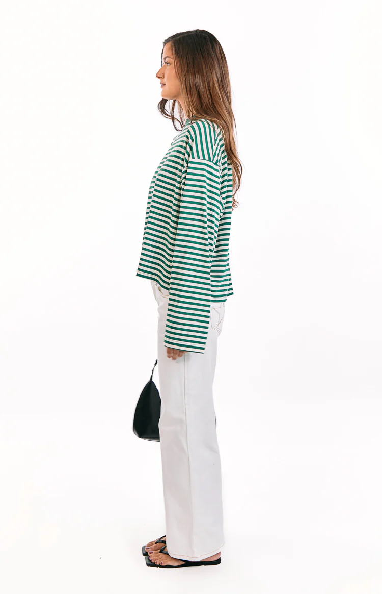 Lioness Bloom Moss Stripe Long Sleeve Top - Image 5