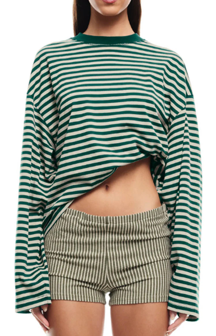 Lioness Bloom Moss Stripe Long Sleeve Top - Image 8