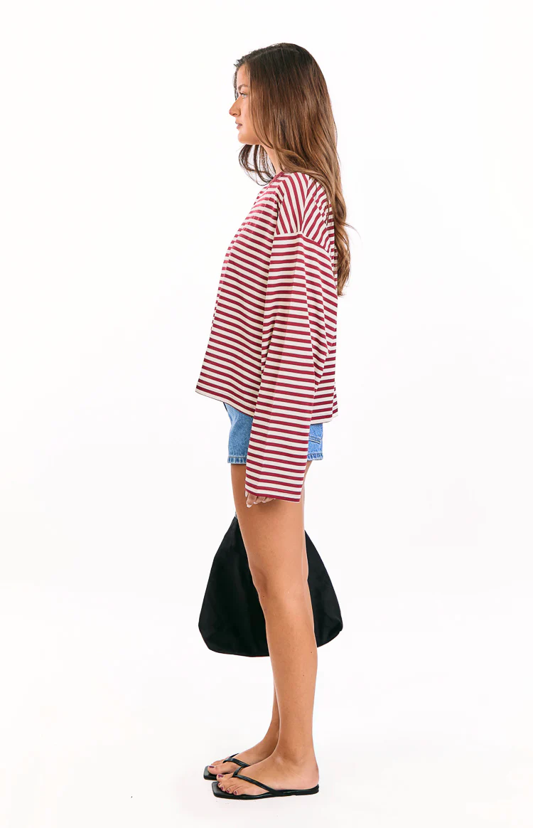 Lioness Bloom Wine Stripe Long Sleeve Top - Image 4