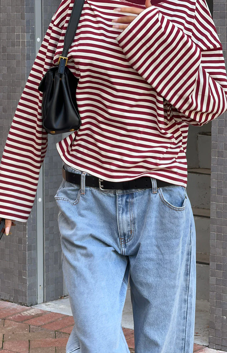 Lioness Bloom Wine Stripe Long Sleeve Top - Image 7