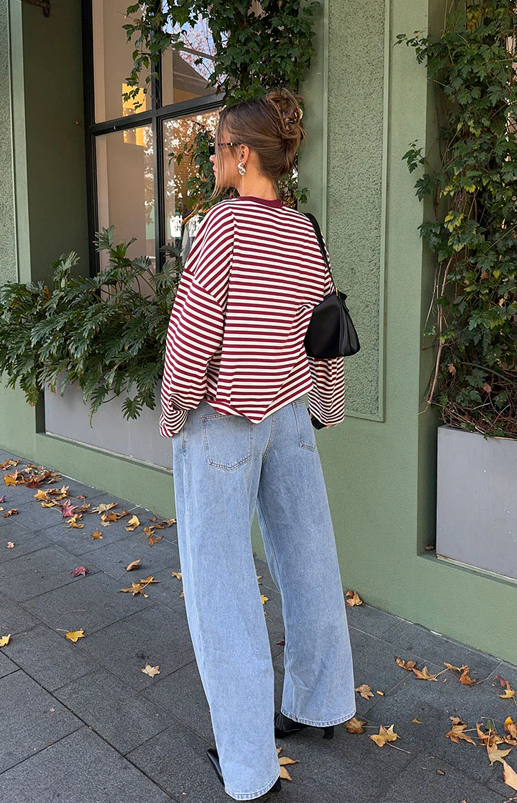 Lioness Bloom Wine Stripe Long Sleeve Top - Image 8