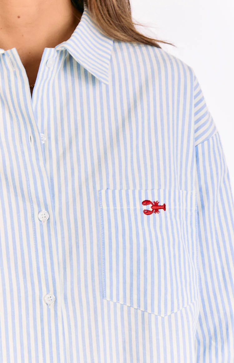 Lola Blue Stripe Embroidered Button Up Shirt - Image 8