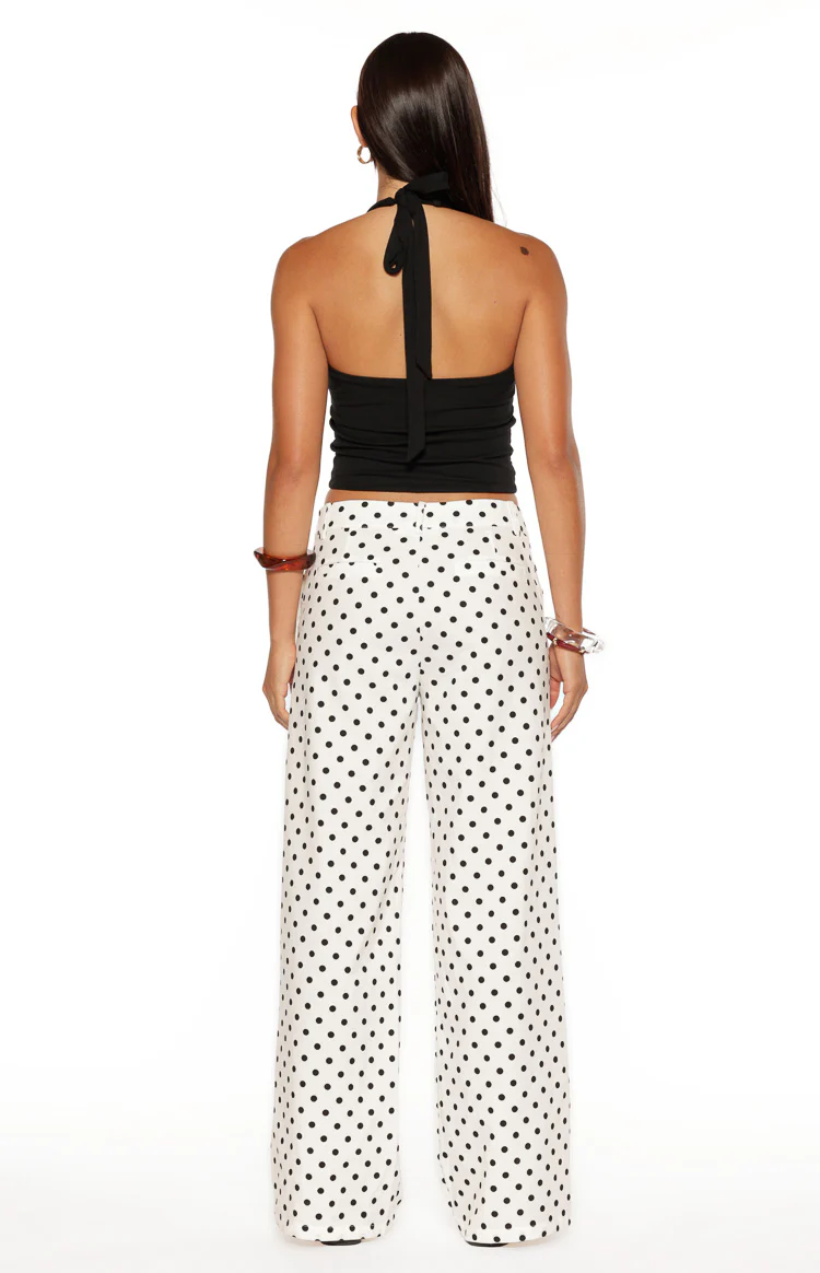 Loreta White Polka Dot Low Waist Pants - Image 7
