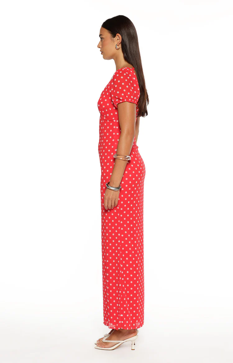 Lovella Red Polka Dot Maxi Dress - Image 7