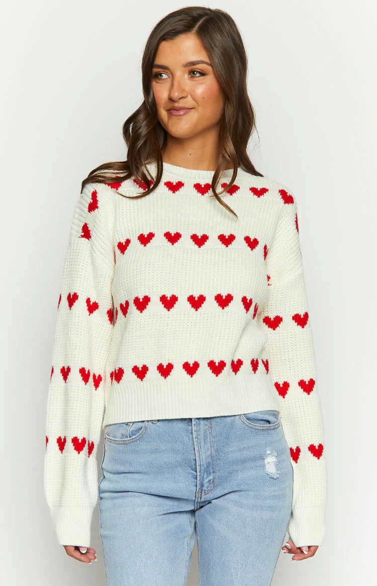 Lovey Red Heart Stripe Jumper - Image 2