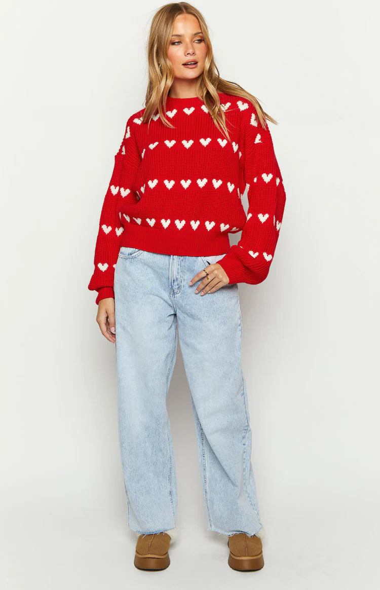 Lovey White Heart Stripe Jumper - Image 7