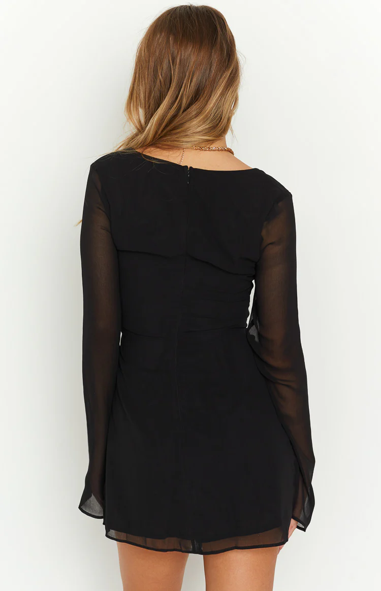 Lucy Black Long Sleeve Mini Dress - Image 5