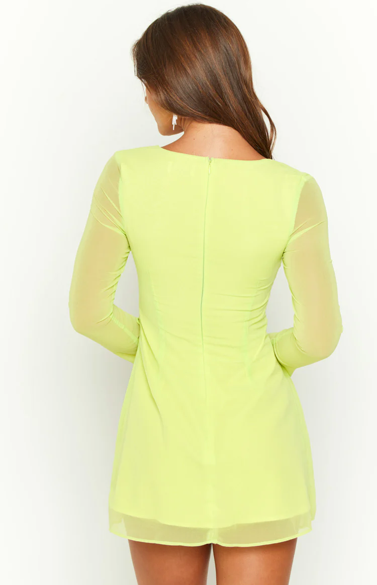 Lucy Lime Long Sleeve Mini Dress - Image 5