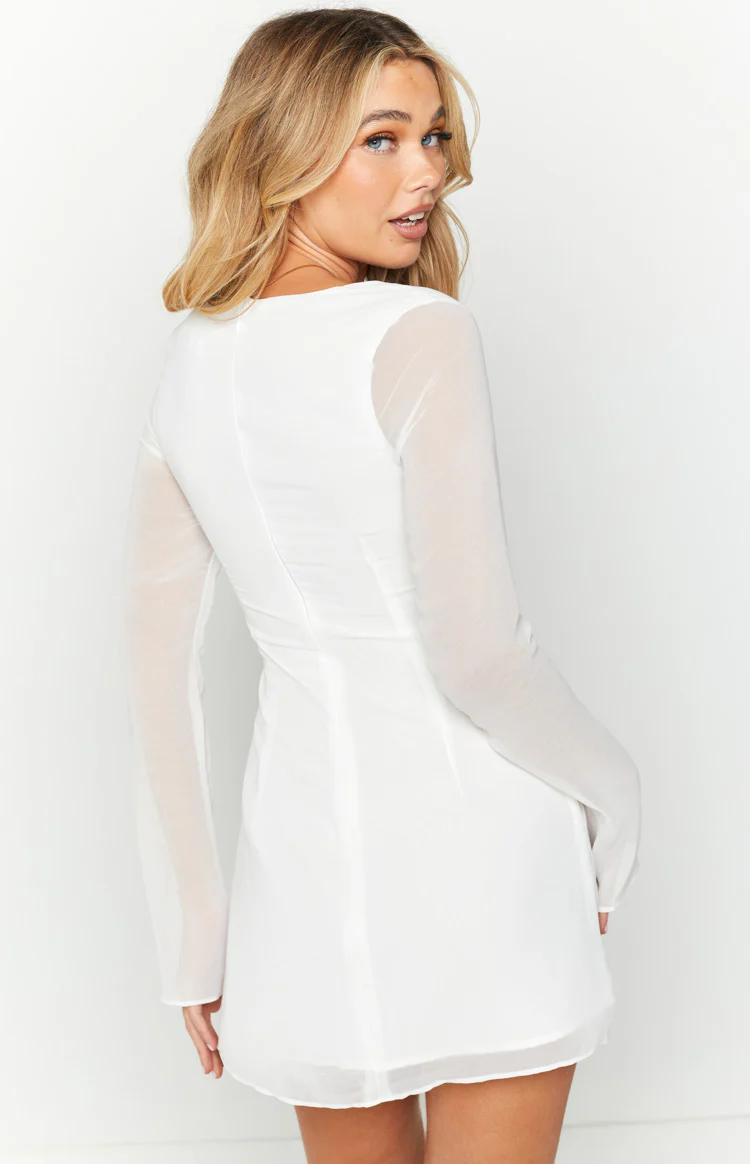 Lucy White Long Sleeve Mini Dress - Image 5