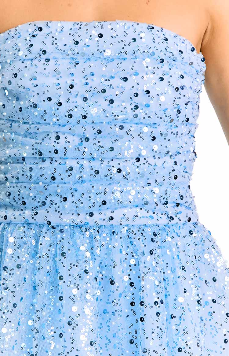 Luke Blue Sequin Strapless Party Mini Dress - Image 6