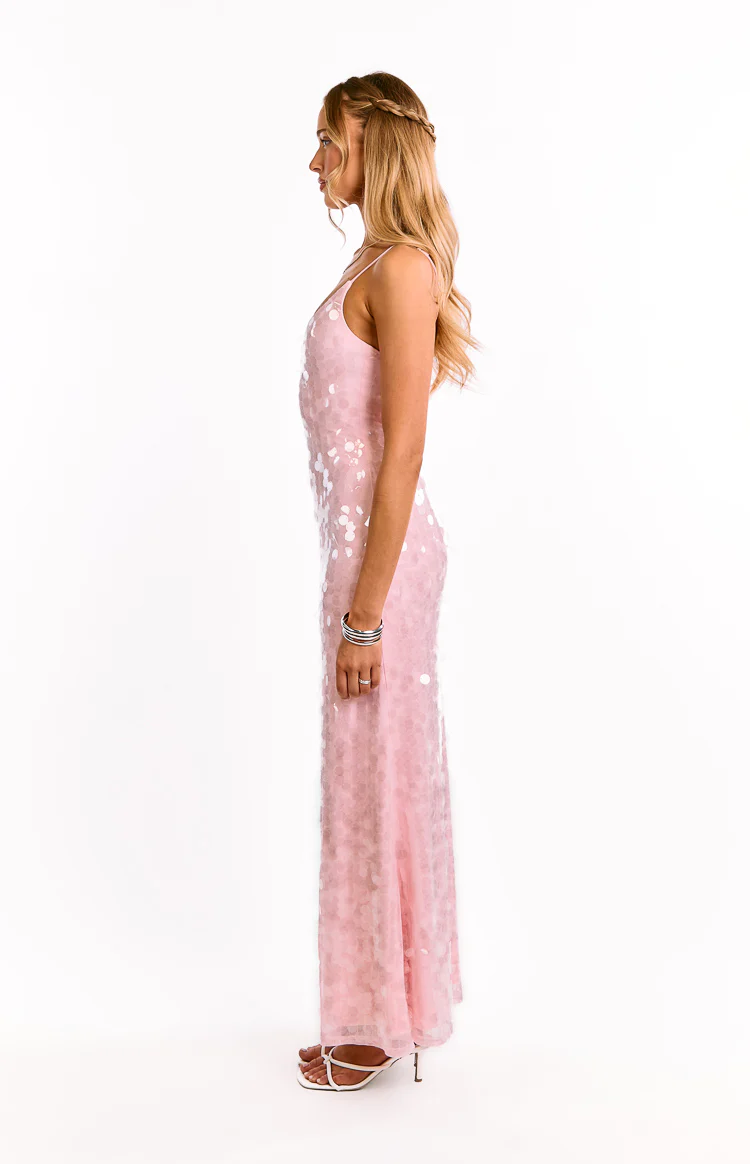 Lyanna Pink Sequin Maxi Dress - Image 3