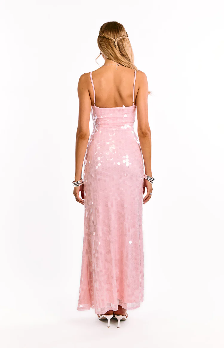 Lyanna Pink Sequin Maxi Dress - Image 4
