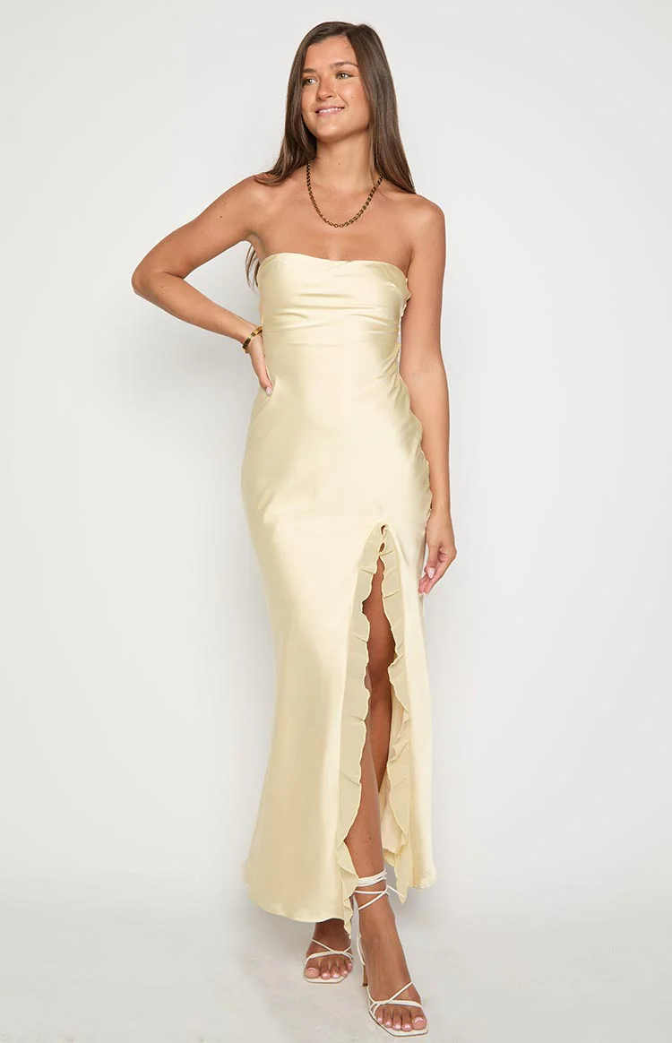 Mackenna Yellow Strapless Maxi Dress - Image 2