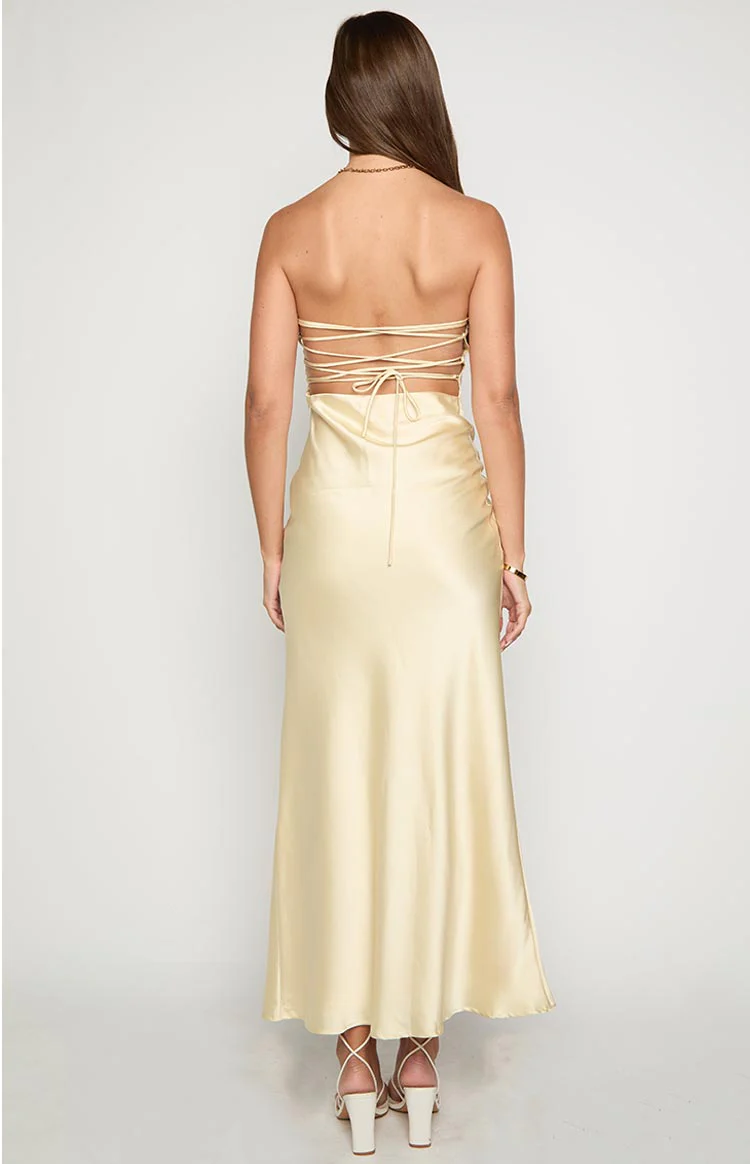 Mackenna Yellow Strapless Maxi Dress - Image 4