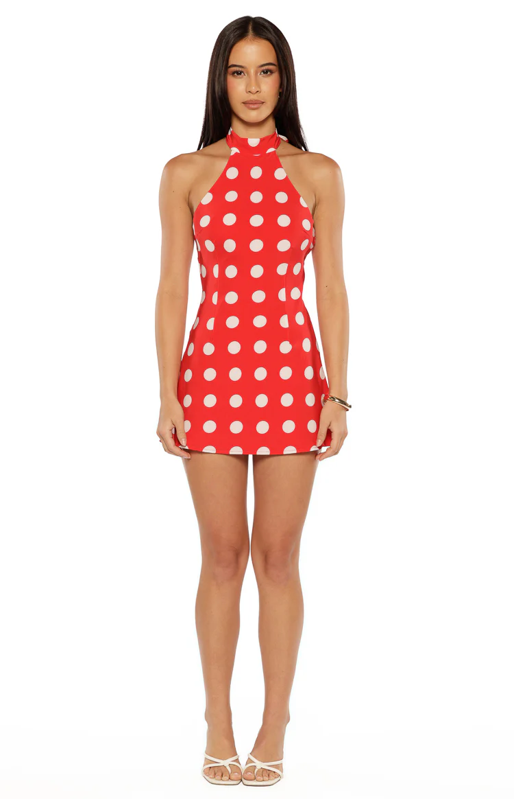 Maia Red Spot Halter Neck Mini Dress - Image 5