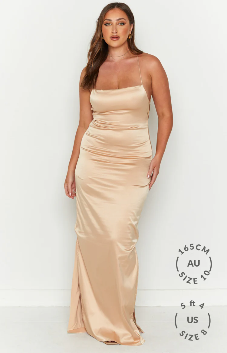 Manhattan Slip Formal Dress Champagne - Image 7